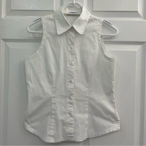 Banana Republic White Button Down Sleeveless Shirt